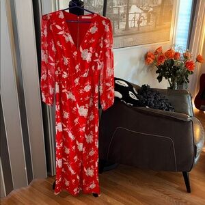 Alice + Olivia Vibrant Red Jumpsuit Crop Length - Damage see pics